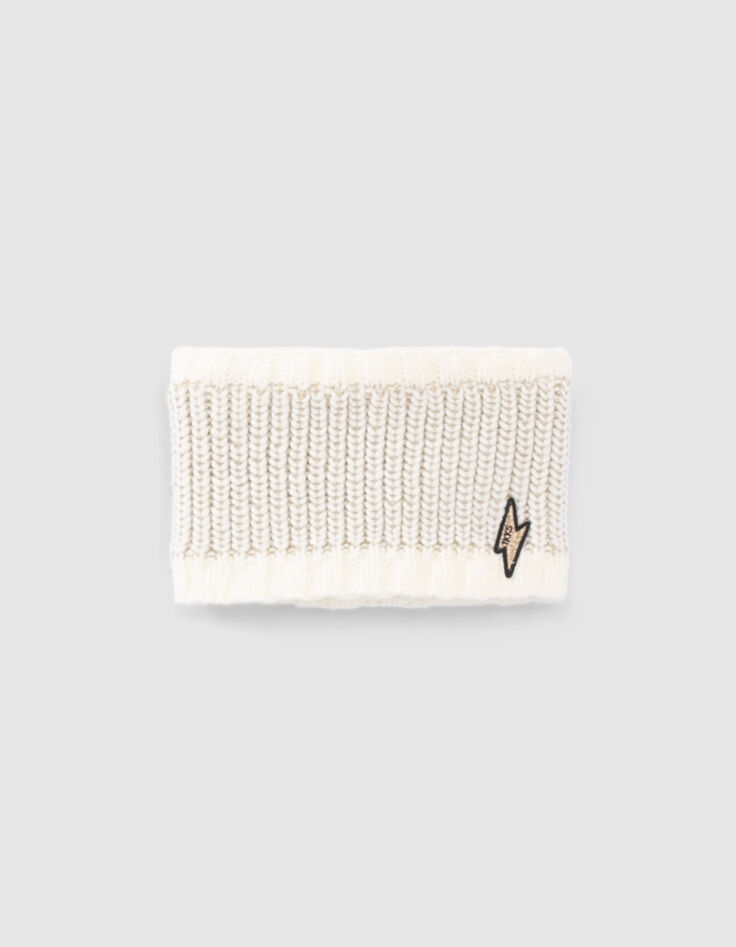 Cremewei&szlig;er Stricksnood mit Blitzpatch f&uuml;r Babym&auml;dchen-1