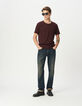 Pflaumenbraunes Herren-T-Shirt geflammte Biowolle Rundhals-1