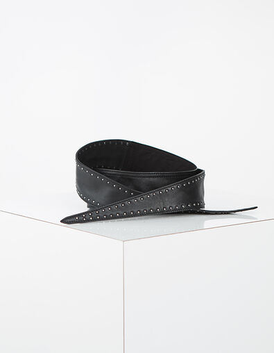 Women’s wide leather knotted, studded belt - IKKS