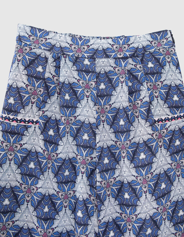 Girls' white trousers with graphic wax print-3
