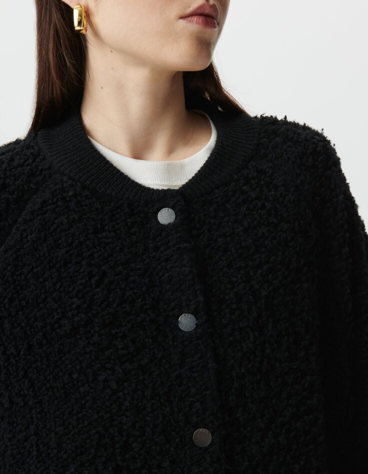 Cárdigan negro punto rizo mujer-5 Cárdigan negro punto rizo mujer-5