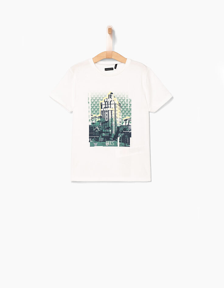 Tee-shirt blanc cassé building garçon -2