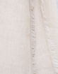 Men’s beige semi-plain scarf with fringed edges-3