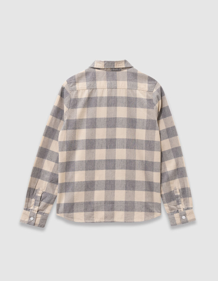 Boys’ grey blue velvet check shirt-2