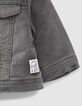 Veste en jean grise fourrée broderie dos bébé garçon-5