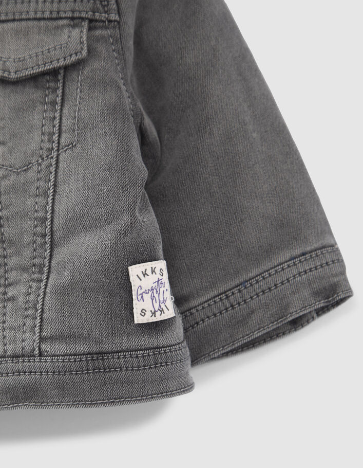 Veste en jean grise fourrée broderie dos bébé garçon-6