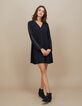 Robe noire plissée avec galons ajourés et cloutés I.Code-6