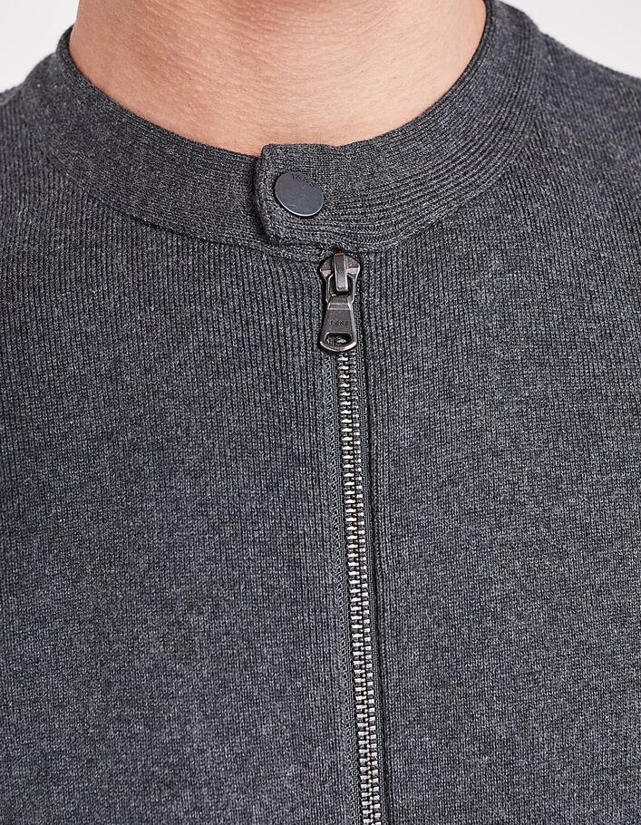 Men’s charcoal grey knitted cardigan with zip pockets - IKKS