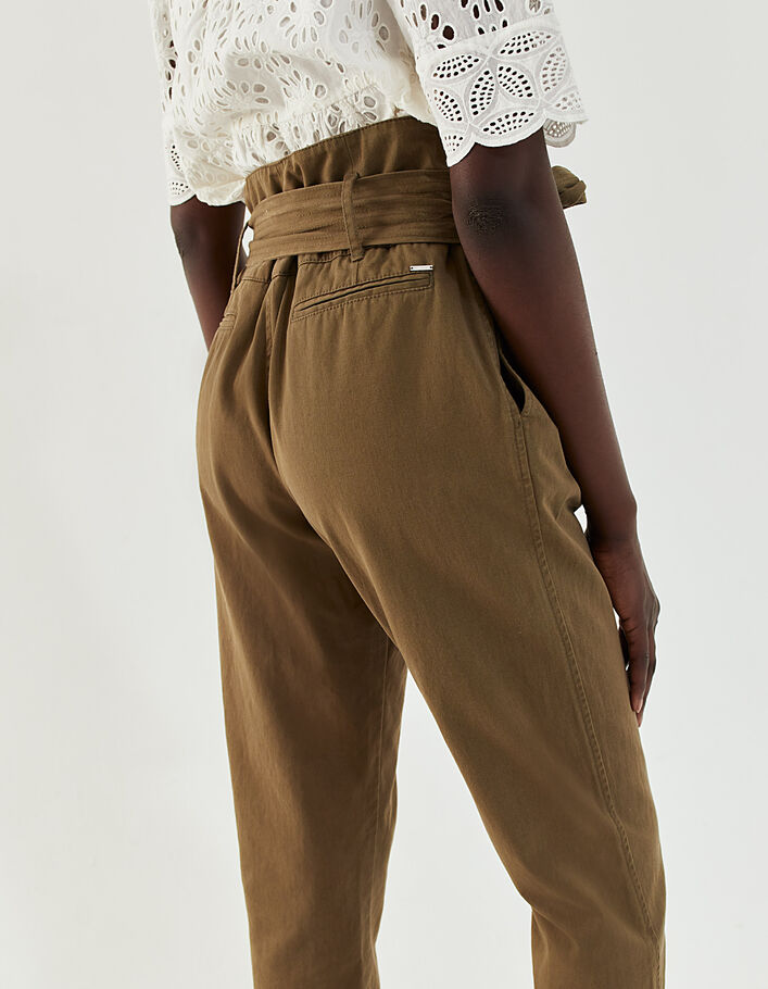 Women’s khaki high-waist bootcut trousers-2