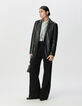 Veste de tailleur oversize noire cuir Femme-1