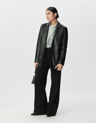 Veste de tailleur oversize noire cuir Femme - IKKS
