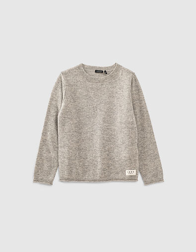Boys’ mid-grey marl pure cashmere sweater  - IKKS
