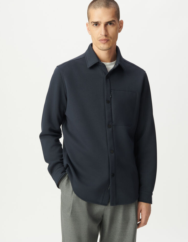 Men’s navy EASY CARE overshirt with zipped pocket-2 Men’s navy EASY CARE overshirt with zipped pocket-2
