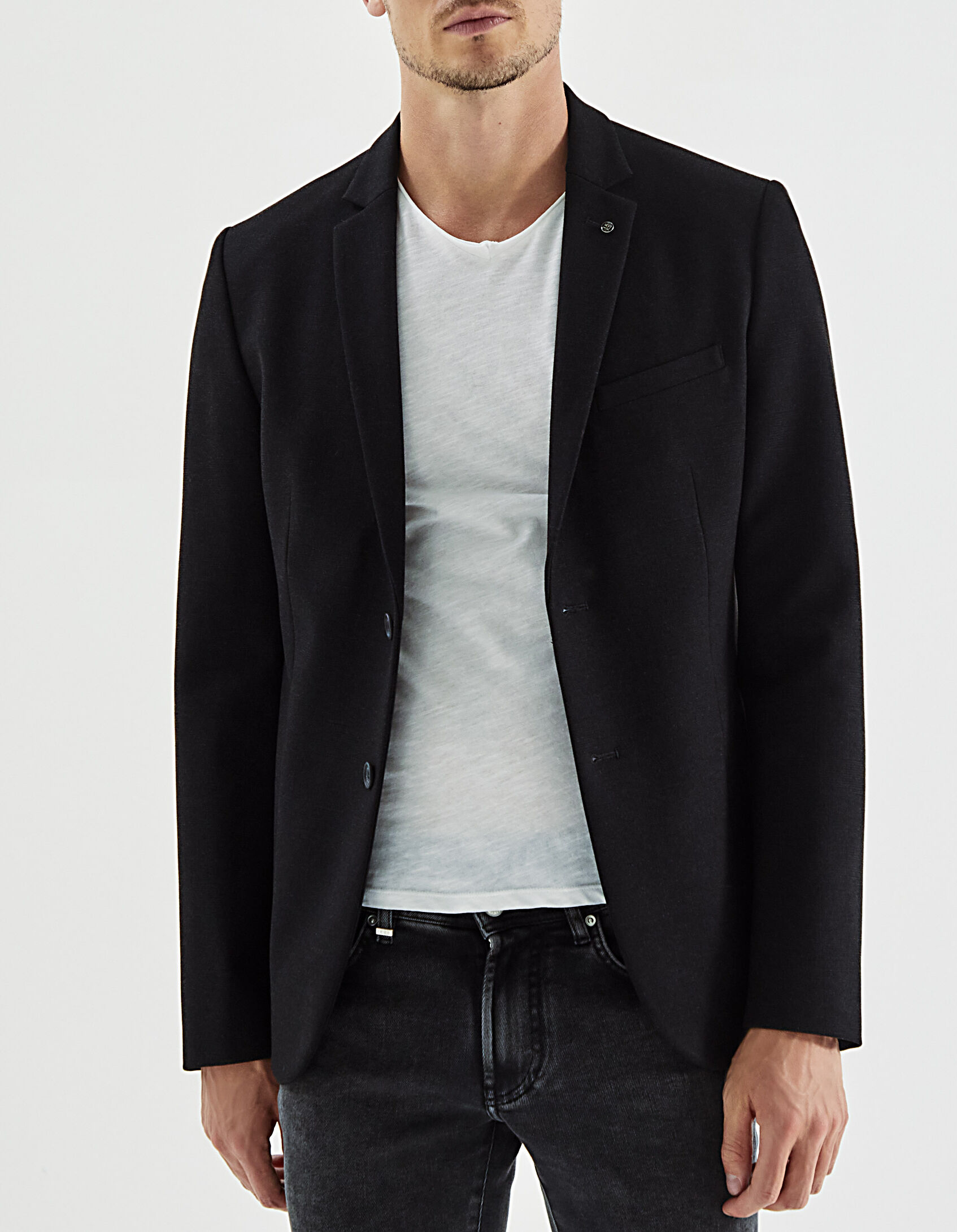 Veste gris anthracite maille faux uni IKKS BETTER Homme IKKS