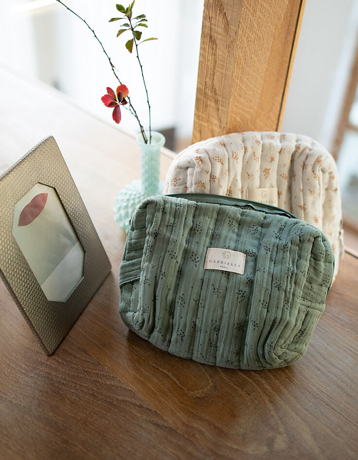 Trousse de toilette verte gaze coton bio GABRIELLE PARIS-6