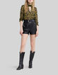 Women’s black recycled blouse with floral leopard print-4