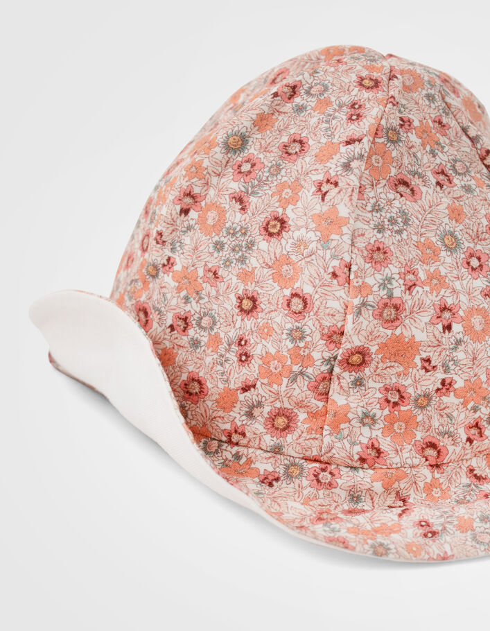 Pfirsichroter Hut mit Blumenprint für Babymädchen - IKKS