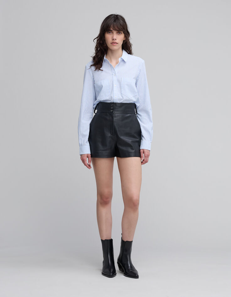Women's blue white striped shirt-1