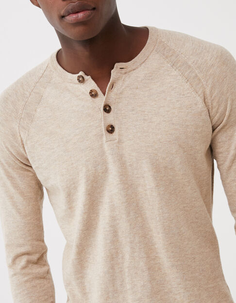 Men’s flax knit button-neck sweater - IKKS