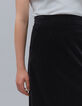 Jupe crayon noire panne de velours côtelée Femme-5