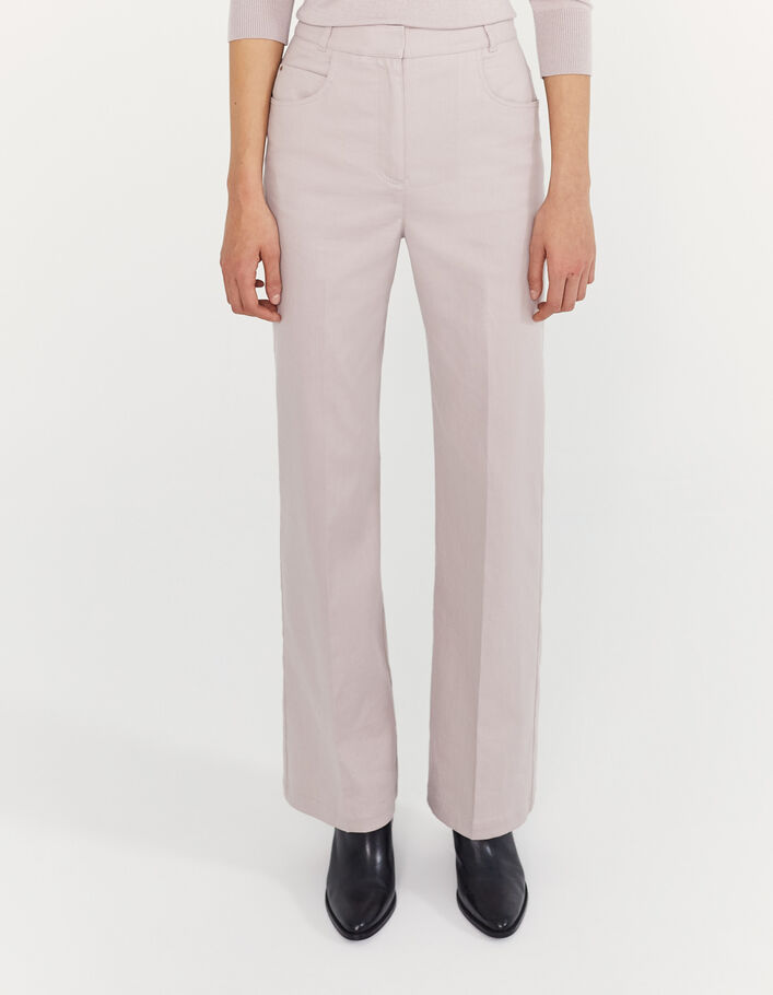 Women’s lilac linen cotton blend flared trousers-1