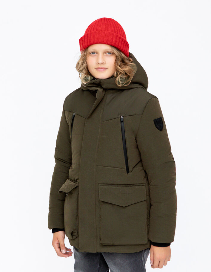 Parka kaki maxi zips waterproof garçon-8
