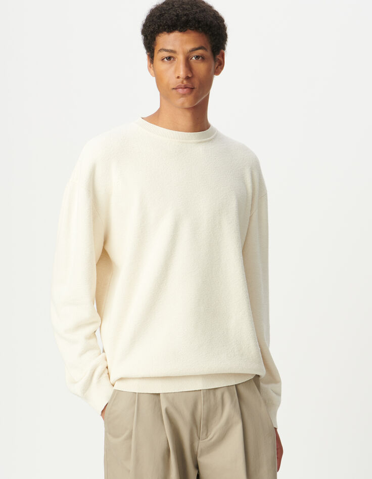Sweat &eacute;cru maille int&eacute;rieure bouclette Homme-2