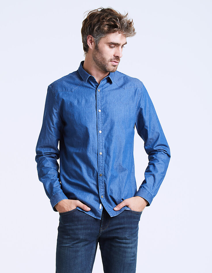 Men's Indigo denim shirt-2