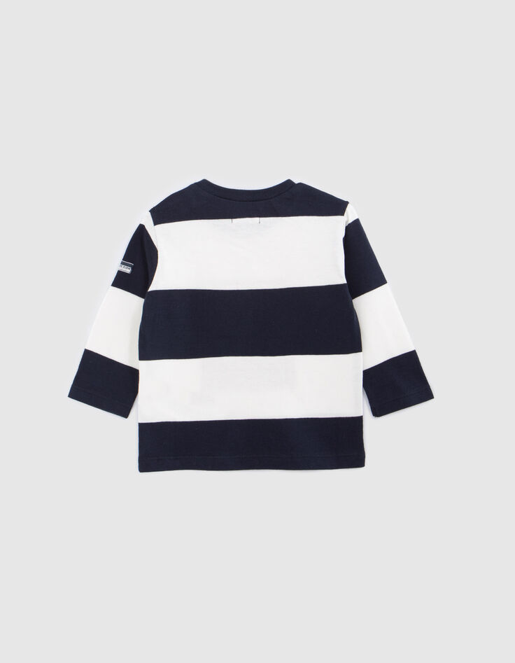 Camiseta azul marino algod&oacute;n rayas blancas beb&eacute; ni&ntilde;o-5