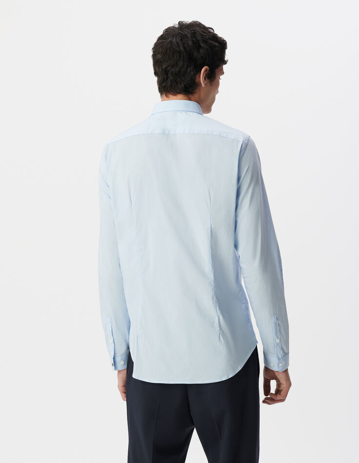 Camisa SLIM azul cielo rayas finas Hombre-3