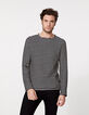 Tee-shirt marinière noir rayé blanc cassé Homme-3