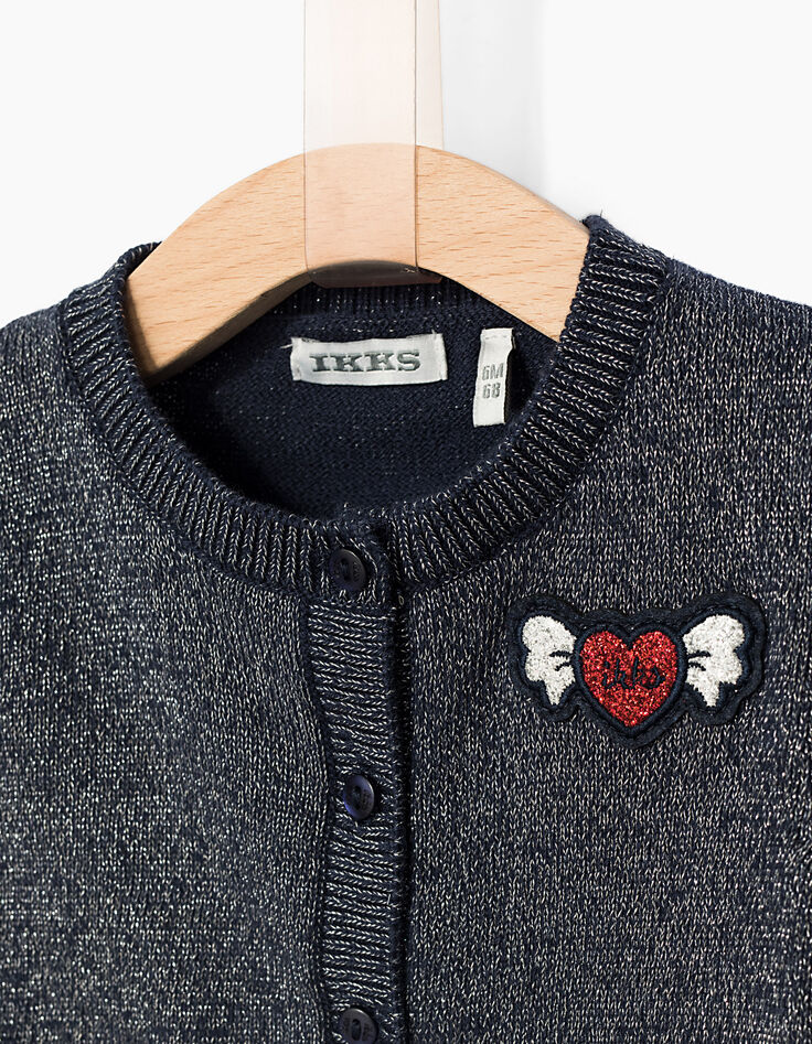 Cardigan tricot marine pailleté bébé fille-2 Cardigan tricot marine pailleté bébé fille-2