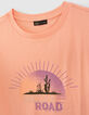 Koraalrood T-shirt bio zonsondergang meisjes-4