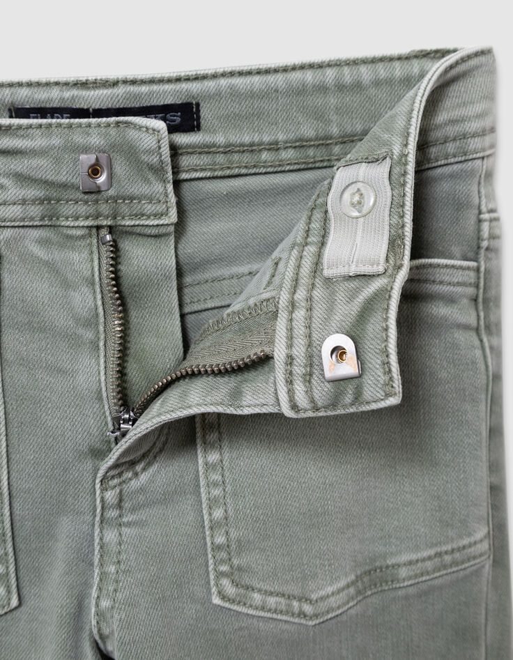 Khaki flare jeans met maxizakken voor meisjes-5