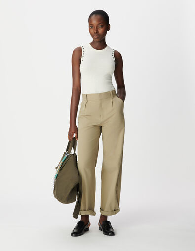 Khakifarbene Damen Ballonhose mit Abn&auml;hern - IKKS