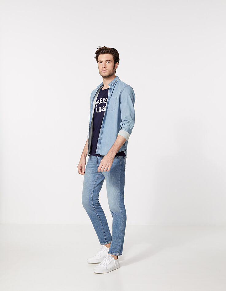 Tee-shirt marine IKKS BETTER avec marquage blanc Homme-7 Tee-shirt marine IKKS BETTER avec marquage blanc Homme-7