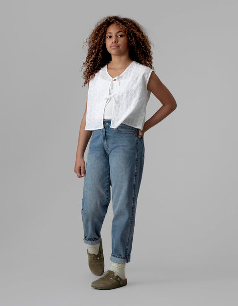 Camisa sin mangas blanca encaje anudada delante niña - IKKS