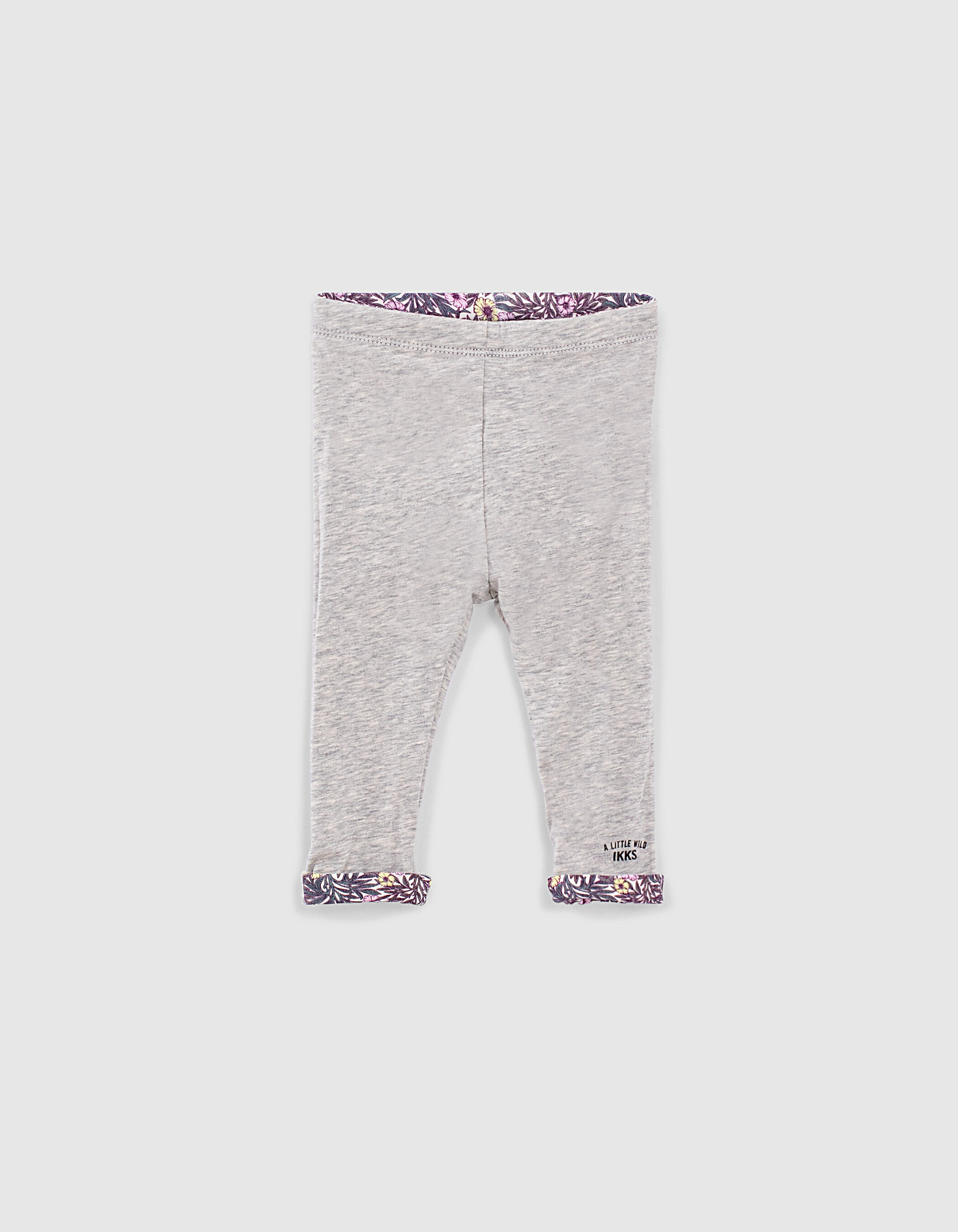 Baby girls grey and plant print reversible leggings