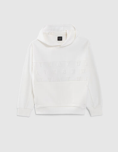 Sudadera blanco roto felpa piqué logo relieve niño - IKKS