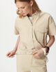 Chemise manches courtes beige oversize Femme-5
