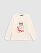 Camiseta visual de niña con bufanda y gafas-1