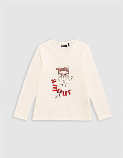 Camiseta visual de niña con bufanda y gafas - IKKS
