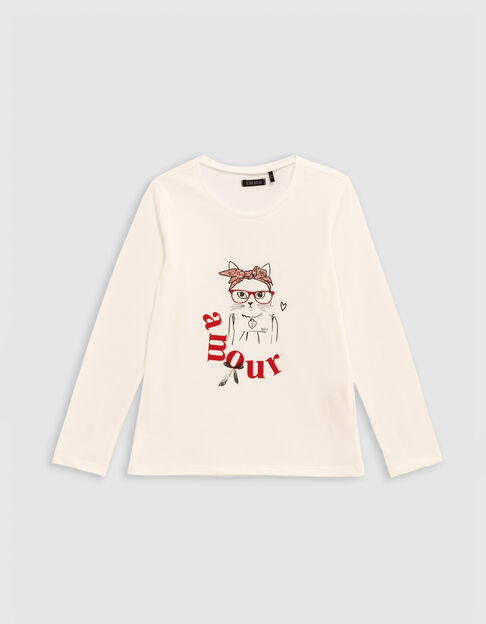 Camiseta visual de niña con bufanda y gafas - IKKS