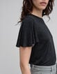 Tee-shirt noir viscose iris&eacute;e Femme-5