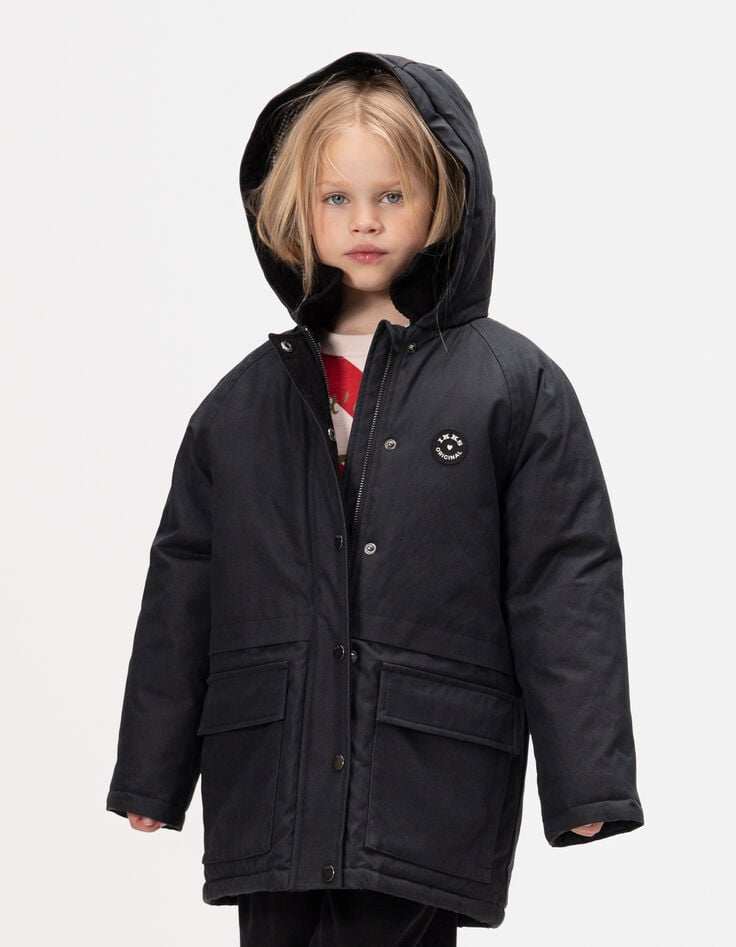 Girls’ 2-in-1 black parka and red gilet-6 Girls’ 2-in-1 black parka and red gilet-6