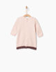 Robe-sweat rose à relief tête de mort bébé fille-3