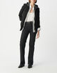 Women's black parement hooded jacket-1