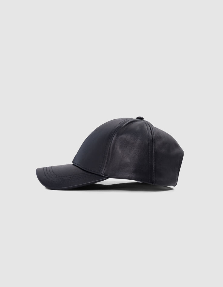 Gorra de mujer de piel lisa negra-5