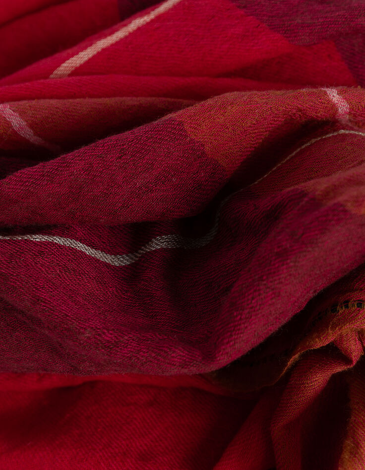 Fular rojo cuadros mujer-5
