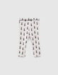 Leggings réversible mastic ananas et noir bébé fille-4